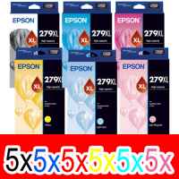 30 Pack Genuine Epson 279XL Ink Cartridge Set (5BK,5C,5M,5Y,5LC,5LM) High Yield