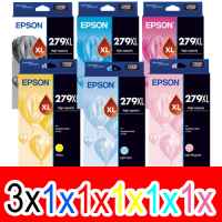 8 Pack Genuine Epson 279XL Ink Cartridge Set (3BK,1C,1M,1Y,1LC,1LM) High Yield