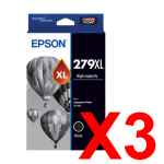 3 x Genuine Epson 279XL Black Ink Cartridge High Yield