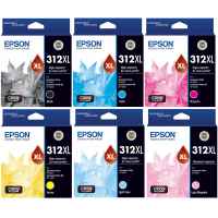 6 Pack Genuine Epson 312XL Ink Cartridge Set (1BK,1C,1M,1Y,1LC,1LM) High Yield