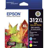 1 x Genuine Epson 312XL 3 Colour CMY Ink Cartridge Value Pack High Yield