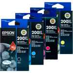 4 Pack Genuine Epson 200XL Ink Cartridge Set (1BK,1C,1M,1Y) High Yield
