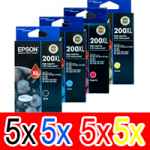 20 Pack Genuine Epson 200XL Ink Cartridge Set (5BK,5C,5M,5Y) High Yield