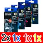 5 Pack Genuine Epson 200XL Ink Cartridge Set (2BK,1C,1M,1Y) High Yield