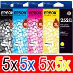 20 Pack Genuine Epson 252XL Ink Cartridge Set (5BK,5C,5M,5Y) High Yield