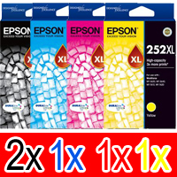 5 Pack Genuine Epson 252XL Ink Cartridge Set (2BK,1C,1M,1Y) High Yield