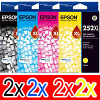 8 Pack Genuine Epson 252XL Ink Cartridge Set (2BK,2C,2M,2Y) High Yield