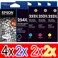 10 Pack Genuine Epson 254XL & 252XL Ink Cartridge Set (4BK,2C,2M,2Y) Extra High Yield