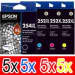 20 Pack Genuine Epson 254XL & 252XL Ink Cartridge Set (5BK,5C,5M,5Y) Extra High Yield