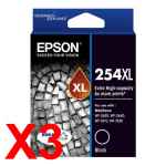 3 x Genuine Epson 254XL Black Ink Cartridge Extra High Yield