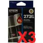 3 x Genuine Epson 273XL Black Ink Cartridge High Yield