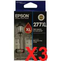 3 x Genuine Epson 277XL Black Ink Cartridge High Yield