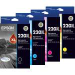 4 Pack Genuine Epson 220XL Ink Cartridge Set (1BK,1C,1M,1Y) High Yield