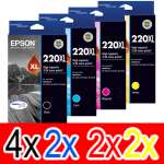 10 Pack Genuine Epson 220XL Ink Cartridge Set (4BK,2C,2M,2Y) High Yield