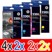 10 Pack Genuine Epson 220XL Ink Cartridge Set (4BK,2C,2M,2Y) High Yield