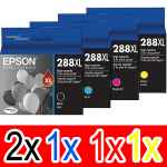 5 Pack Genuine Epson 288XL Ink Cartridge Set (2BK,1C,1M,1Y) High Yield