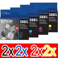 8 Pack Genuine Epson 288XL Ink Cartridge Set (2BK,2C,2M,2Y) High Yield