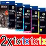 6 Pack Genuine Epson 410XL Ink Cartridge Set (2BK,1PBK,1C,1M,1Y) High Yield