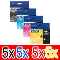 20 Pack Genuine Epson 702XL Ink Cartridge Set (5BK,5C,5M,5Y) High Yield