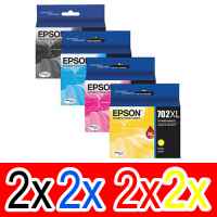 8 Pack Genuine Epson 702XL Ink Cartridge Set (2BK,2C,2M,2Y) High Yield