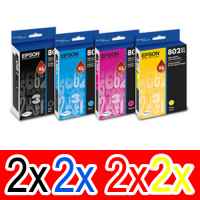 8 Pack Genuine Epson 802XL Ink Cartridge Set (2BK,2C,2M,2Y) High Yield