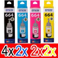 10 Pack Genuine Epson T664 Ink Bottle Set (4BK,2C,2M,2Y)