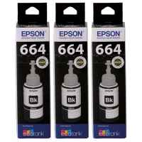 3 x Genuine Epson T664 Black Ink Bottle