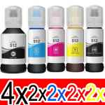 12 Pack Compatible Epson T512 Ink Bottle Set (4BK,2PBK,2C,2M,2Y)