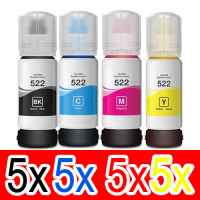 20 Pack Compatible Epson T522 Ink Bottle Set (5BK,5C,5M,5Y)