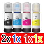 5 Pack Compatible Epson T522 Ink Bottle Set (2BK,1C,1M,1Y)