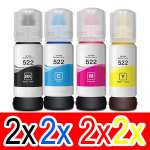 8 Pack Compatible Epson T522 Ink Bottle Set (2BK,2C,2M,2Y)