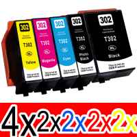 12 Pack Compatible Epson 302XL Ink Cartridge Set (4BK,2PBK,2C,2M,2Y) High Yield
