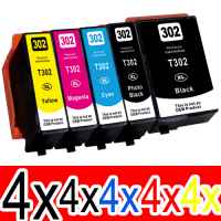 20 Pack Compatible Epson 302XL Ink Cartridge Set (4BK,4PBK,4C,4M,4Y) High Yield