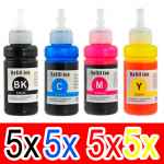 20 Pack Compatible Epson T502 Ink Bottle Set (5BK,5C,5M,5Y)