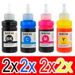 8 Pack Compatible Epson T502 Ink Bottle Set (2BK,2C,2M,2Y)