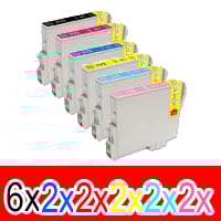 16 Pack Compatible Epson T0491 T0492 T0493 T0494 T0495 T0496 Ink Cartridge Set (6BK,2C,2M,2Y,2LC,2LM)