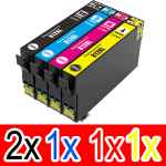 5 Pack Compatible Epson 812XL Ink Cartridge Set (2BK,1C,1M,1Y) High Yield