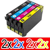 8 Pack Compatible Epson 812XL Ink Cartridge Set (2BK,2C,2M,2Y) High Yield