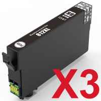 3 x Compatible Epson 812XL Black Ink Cartridge High Yield