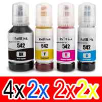 10 Pack Compatible Epson T542 Ink Bottle Set (4BK,2C,2M,2Y)