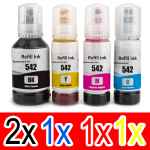 5 Pack Compatible Epson T542 Ink Bottle Set (2BK,1C,1M,1Y)