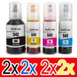 8 Pack Compatible Epson T542 Ink Bottle Set (2BK,2C,2M,2Y)