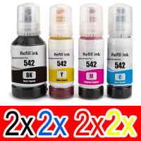 8 Pack Compatible Epson T542 Ink Bottle Set (2BK,2C,2M,2Y)