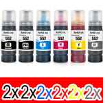 12 Pack Compatible Epson T552 Ink Bottle Set (2BK,2PBK,2C,2M,2Y,2GY)