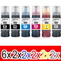 16 Pack Compatible Epson T552 Ink Bottle Set (6BK,2PBK,2C,2M,2Y,2GY)