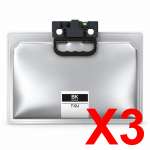 3 x Compatible T12J Black Ink Pack High Yield for Epson
