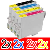 8 Pack Compatible Epson 138 T1381 T1382 T1383 T1384 Ink Cartridge Set (2BK,2C,2M,2Y) High Yield