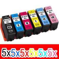 30 Pack Compatible Epson 312XL Ink Cartridge Set (5BK,5C,5M,5Y,5LC,5LM) High Yield