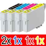 5 Pack Compatible Epson 200XL Ink Cartridge Set (2BK,1C,1M,1Y) High Yield