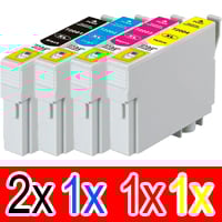 5 Pack Compatible Epson 200XL Ink Cartridge Set (2BK,1C,1M,1Y) High Yield